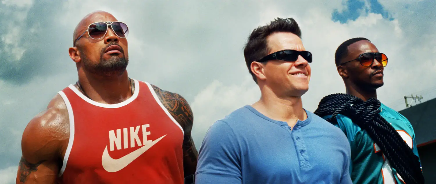 (Left to right) Dwayne Johnson as Paul Doyle, Mark Wahlberg as Daniel Lugo and Anthony Mackie as Adrian Doorbal in Michael Bay’s “Pain & Gain.” Photo courtesy of Paramount Pictures