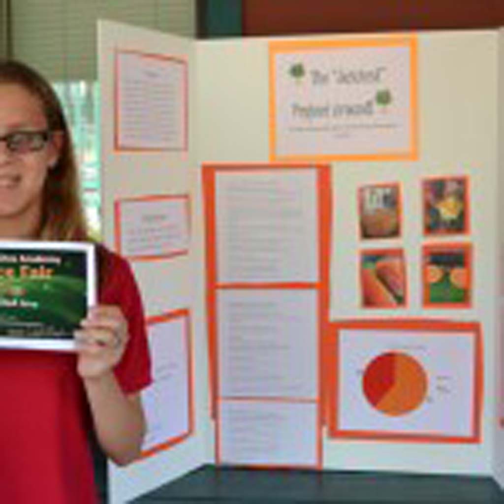Rancho Encinitas Academy eighth-grader Erin Ulm, earned the blue ribbon for her science project, “The Juiciest Project Around.” Courtesy photo