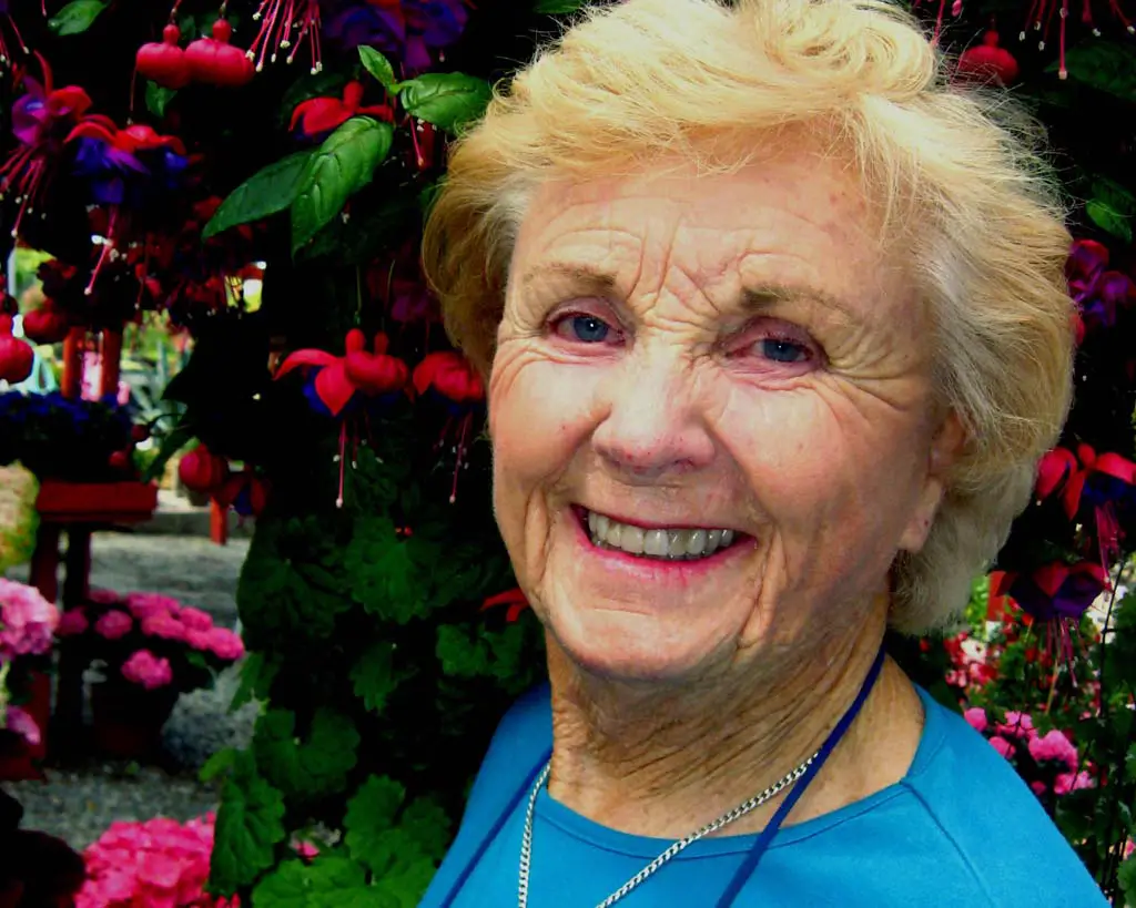 Evelyn Weidner has been the face of Weidner’s Gardens for almost 50 years, giving tips through talks at the gardens and at the San Diego County Fair each year. When she sold the business in January to long-time employees Kalim Owens and Oliver Storm, they asked her to stay on. Photo by Lillian Cox