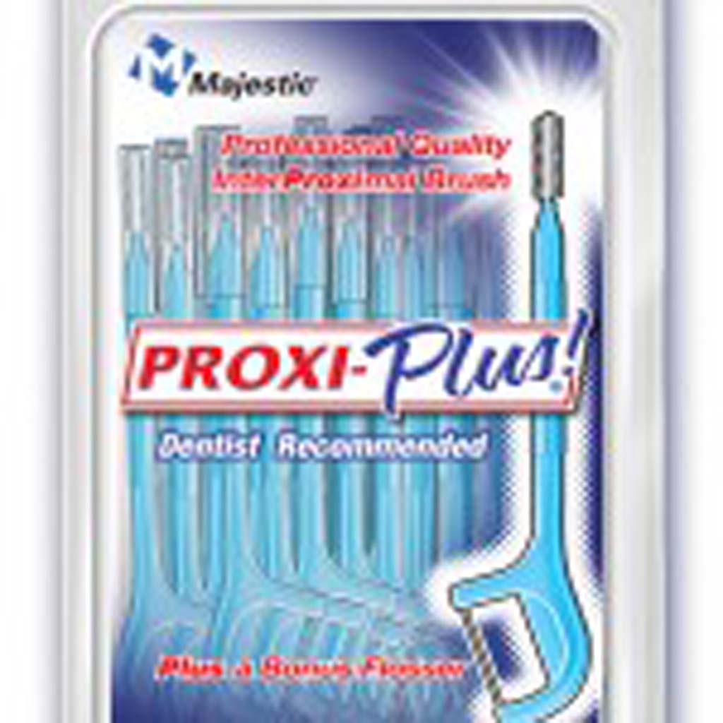 From Majestic Drug Co, Inc. (majesticdrug.com): Keeping up with dental hygiene when you’re on the go can be clumsy. Proxi-Plus makes it possible. The all-in-one tool has a little brush on one end and a flosser on the other, and is small, convenient and disposable. Pop a couple into your purse or pocket.