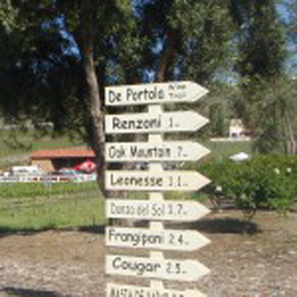 Riders through Temecula Valley Wine Country will come across this sign on one of the many area trails, showing distances to local wineries on De Portola Road. (Courtesy photo)