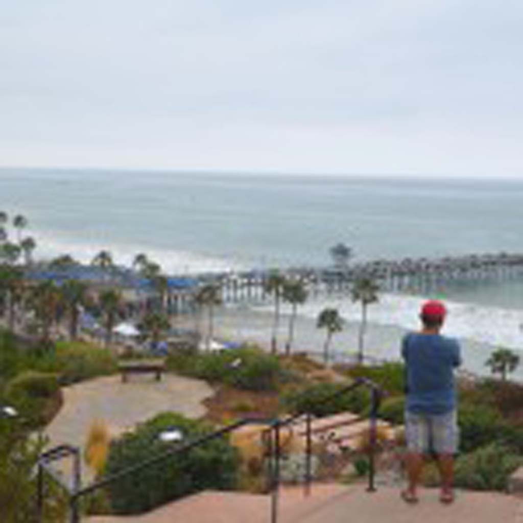 The back patio of Casa Romantica, home of San Clemente founder Ole Hanson, offers this view of the San Clemente pier. The home was built in 1927 and is on the National Register of Historic Places. (Photo by Jerry Ondash)