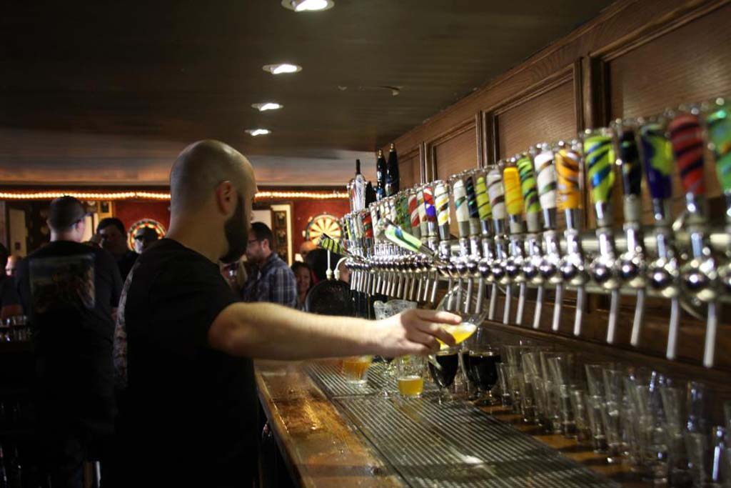 The plethora of taps makes Churchill’s a beer lover’s paradise. Photo courtesy of Churchill’s Pub