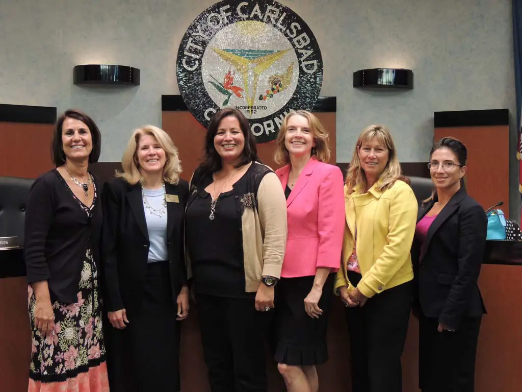 From left to right: CUSD Superintendent Suzette Lovely, Board Vice President Ann Tanner, newly selected Board member Claudine Jones, Board President Elisa Williamson, Trustee Lisa Rodman, and Trustee Veronica Williams pose together for the first time after Jones was selected as the new Board member on Sept. 16. Photo by Rachel Stine