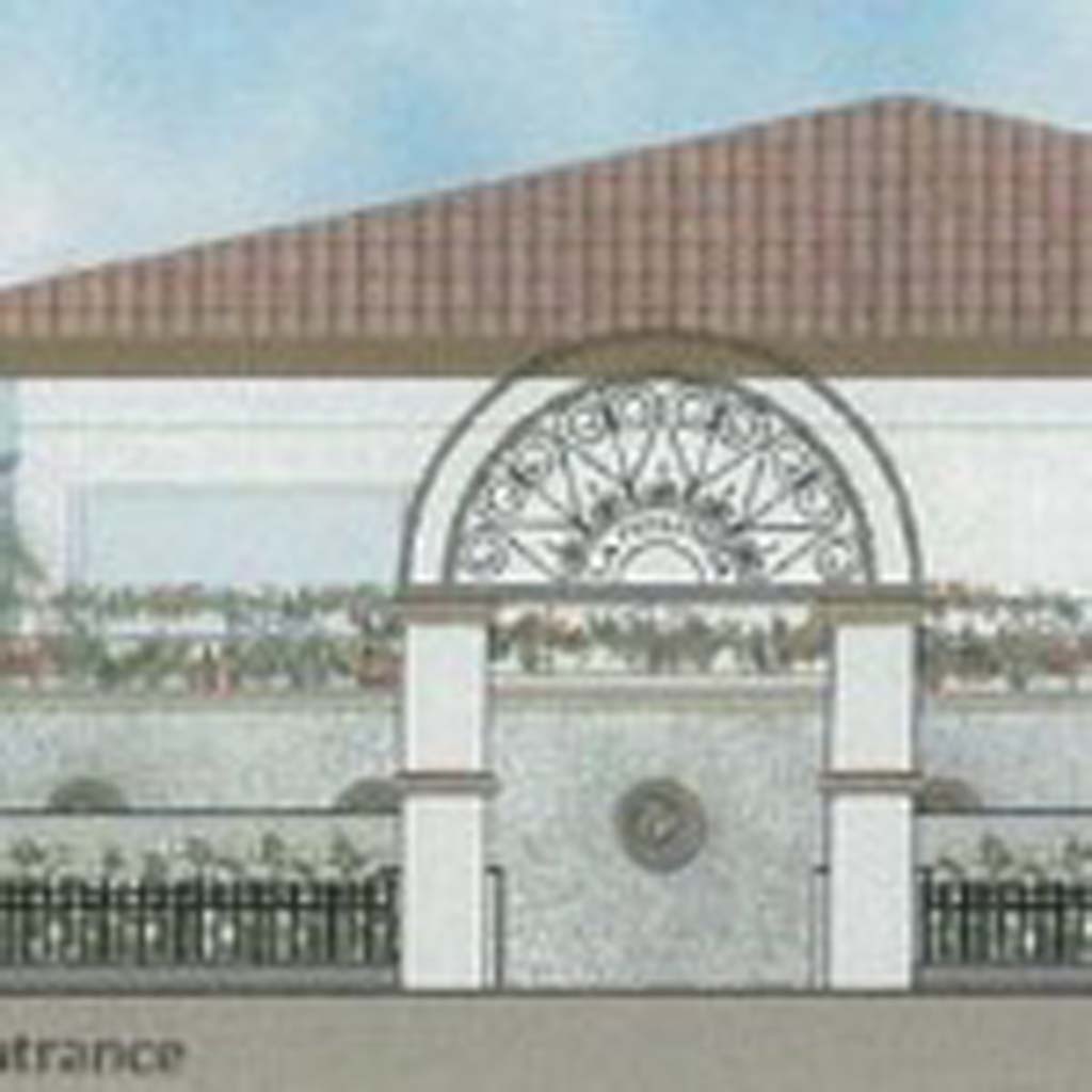 The main entrance to the proposed courtyard at La Colonia Park and Community Center to honor military veterans is shown in the rendering. The complete project will be on display during the Veterans Day ceremony Nov. 11. Courtesy rendering