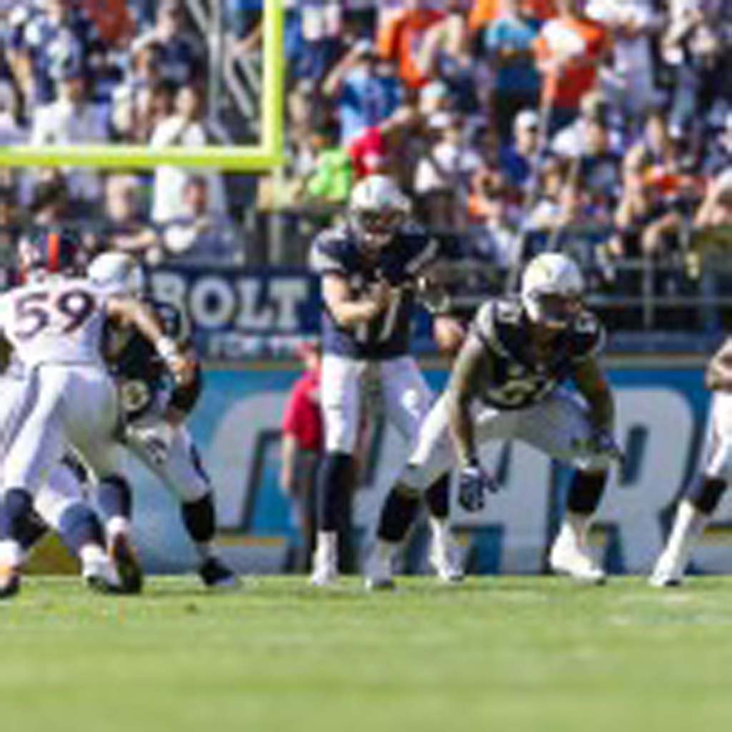 The Chargers can't overcome early scores by the Denver Broncos in the 28-20 loss on Sunday. Photo by Bill Reilly