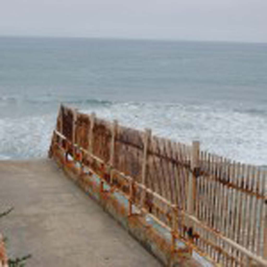 The beach access stairway at Del Mar Shores, which has been closed for more than a year, could be reopened by August. City Council awarded the construction contract at the Nov. 20 meeting. Photo by Bianca Kaplanek