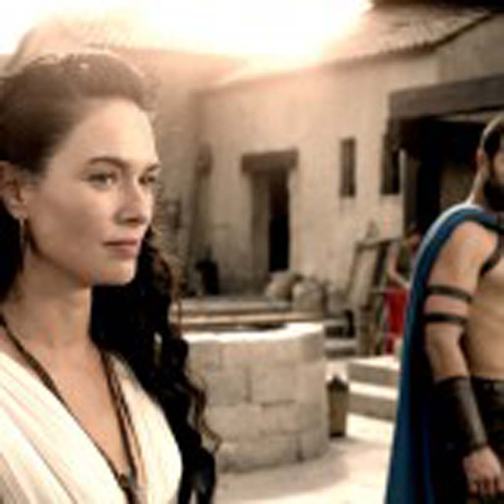 Queen Gorgo (Lena Headey), left and Themistokles (Sullivan Stapleton) in “300: Rise of an Empire”. Photo courtesy of Warner Bros. Pictures