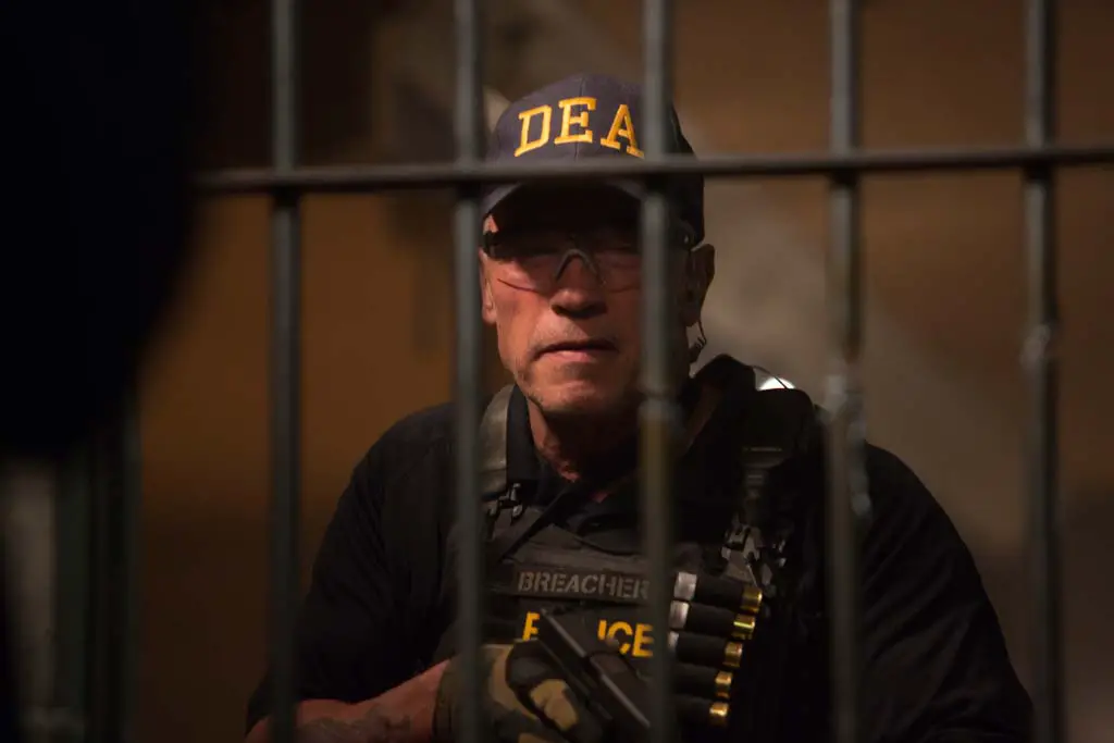 Arnold Schwarzenegger is Breacher, a member of an elite DEA task force, in the new film, “Sabotage.” Photo by Robert Zuckerman