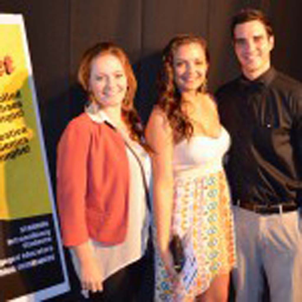 Left to right: Khira Layton, director of the Gentleman’s Bartender, with actress Shelby Caughron and actor Jose Balistrieri.