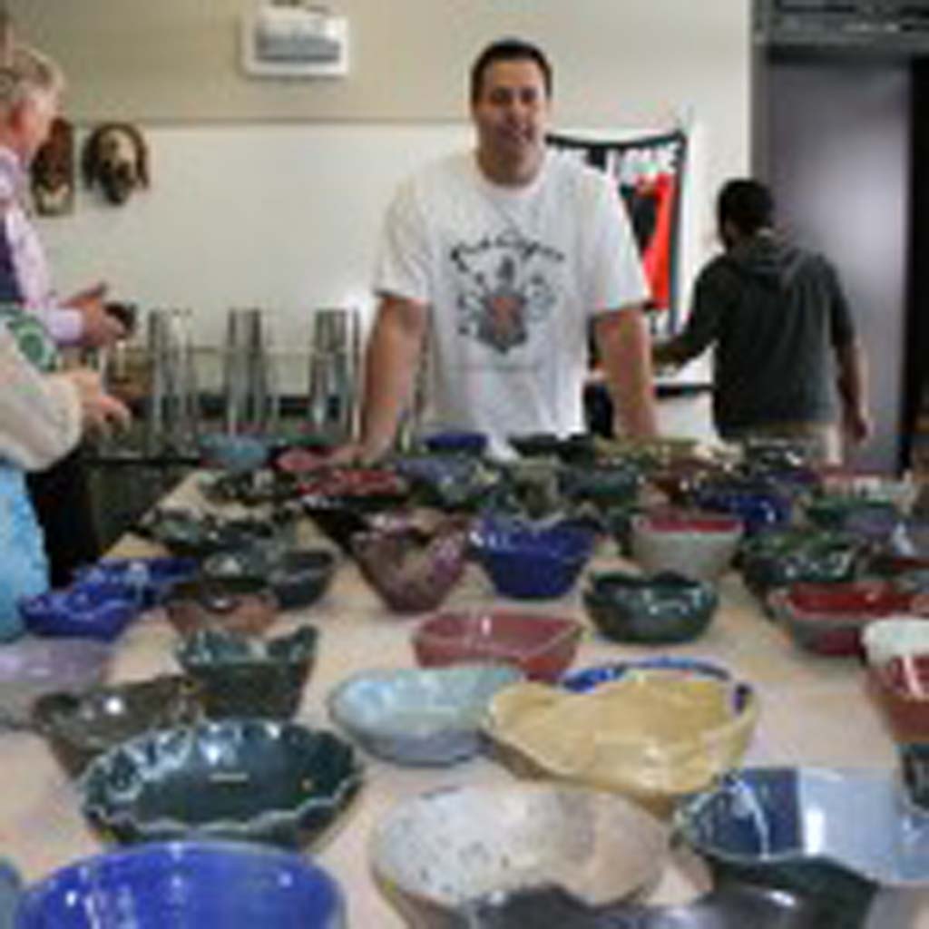 Ceramics teacher Brady Stout began the Empty Bowl fundraiser eight years ago. One in five people in North County do not know where their next meal is coming from. Photo by Promise Yee