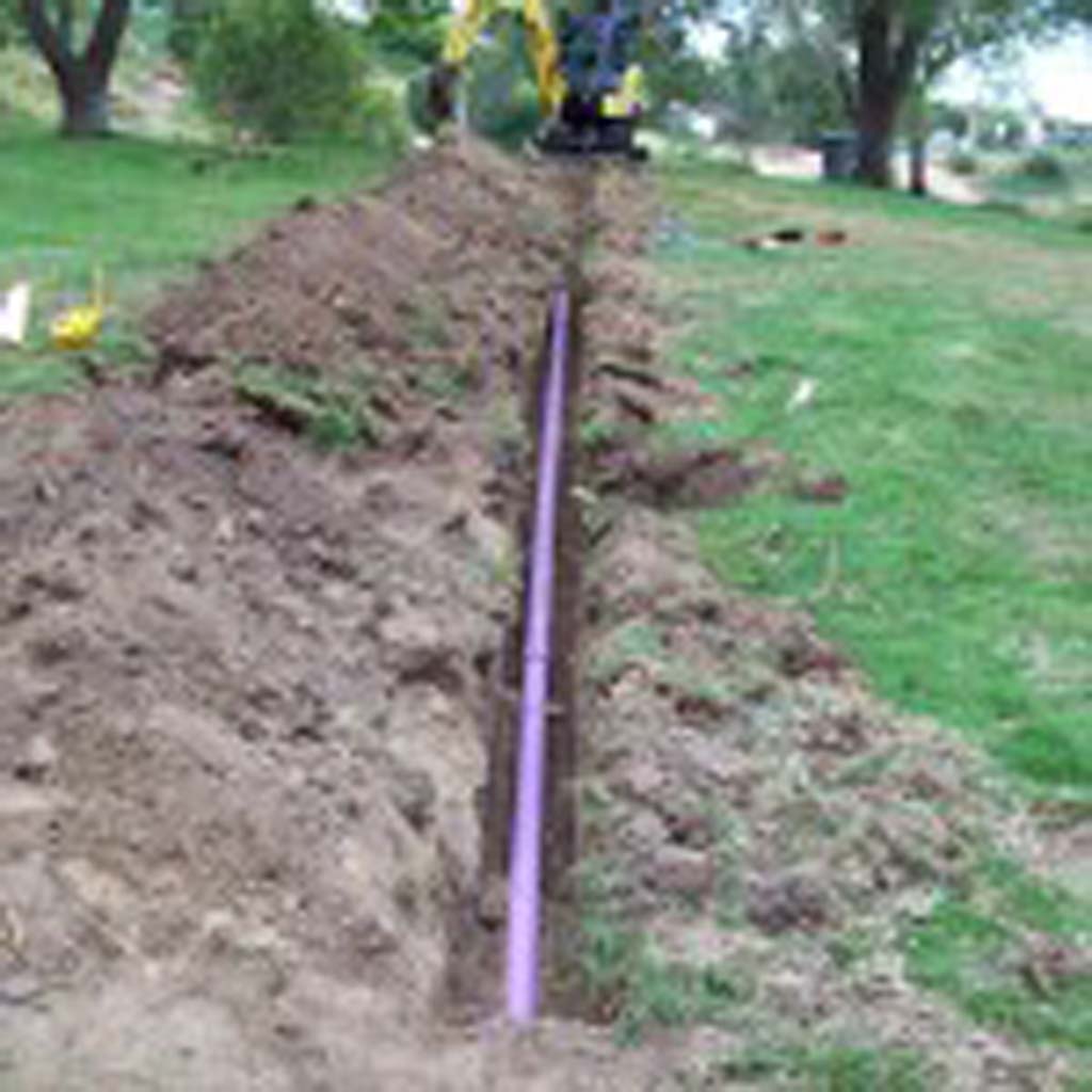 Purple pipes are installed at Cardiff’s Park Place subdivision. The SDWD board recently approved a loan program to encourage more groups to convert from potable to recycled water. Photo courtesy of SDWD