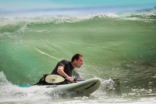 Jeremy McGhee was paralyzed from the chest down after being involved in a motorcycle accident in 2001. He’s entered the Molokai2Oahu Paddleboard World Championship, which takes place July 27. Courtesy photo