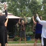 Peter Oberg, center, teaches Qigong, a Chinese meditation practice that helps practitioners harness and balance “qi.” Photo by Aaron Burgin