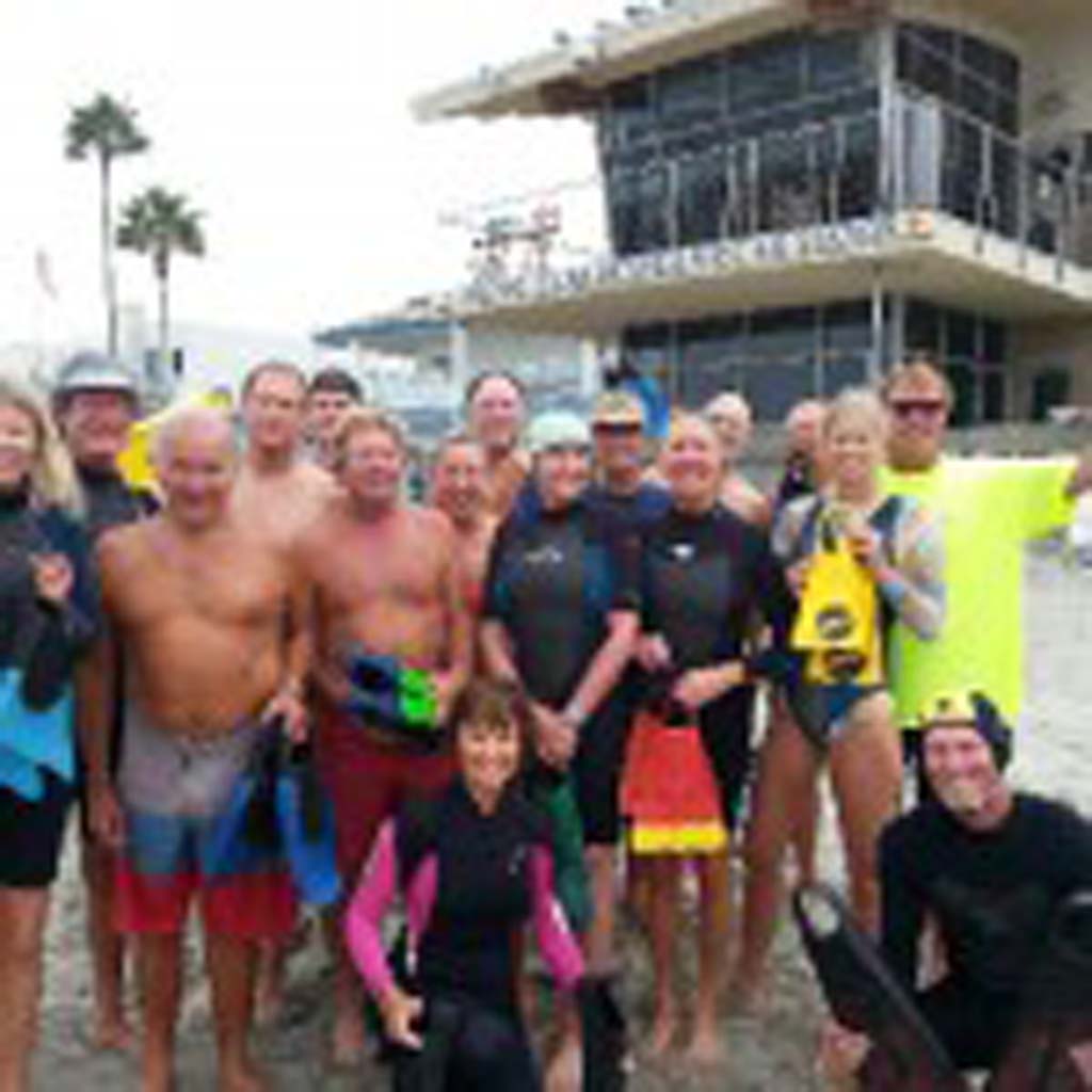 Members of the Del Mar Bodysurfing Club gather every weekend at 9 a.m. at 17th Street in Del Mar.