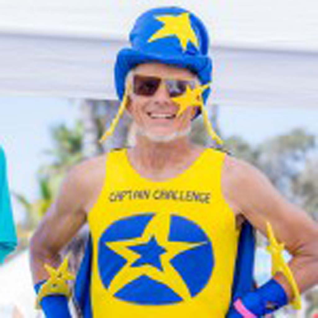 Captain Challenge, aka Solana Beach resident Dan Powell, participated in last year’s Giro di San Diego Gran Fondo. Powell, a cancer survivor, dresses as the cycling superhero to raise money for charity. Courtesy photo