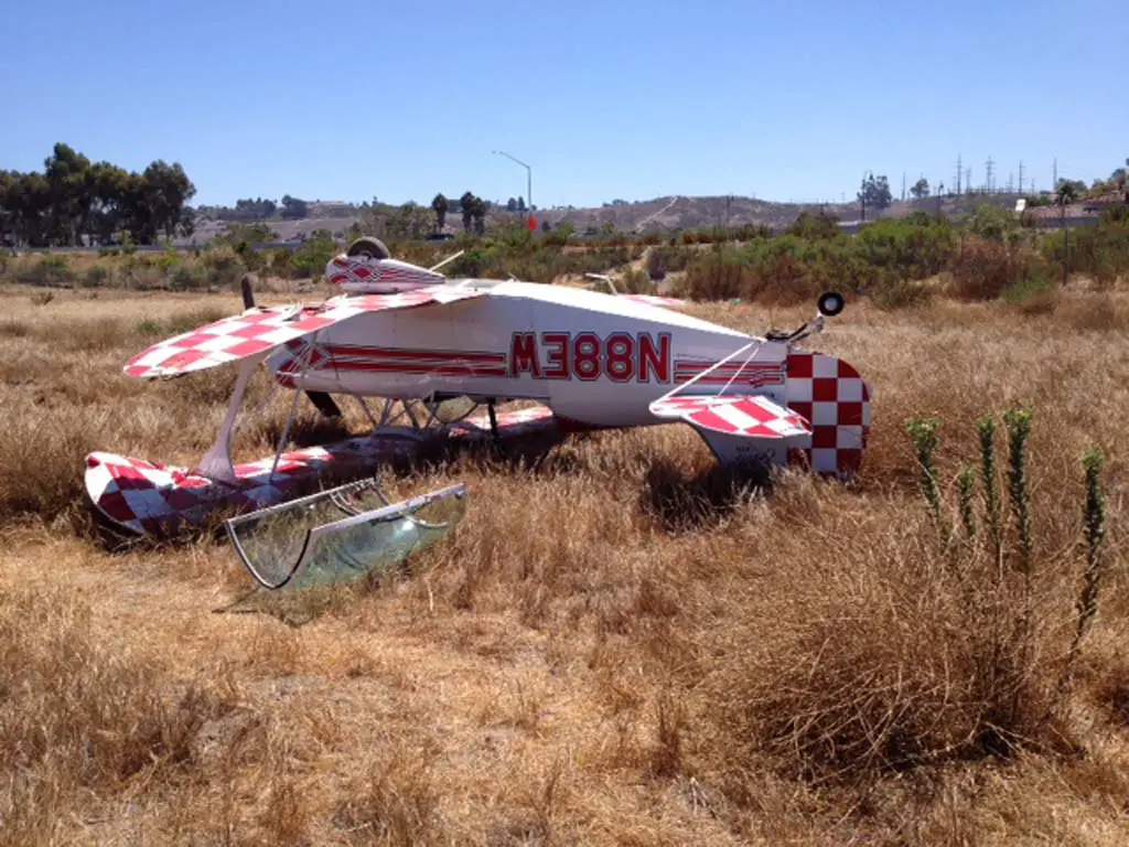 A small plane crashes near Oceanside Municipal Airport on Aug. 5. The pilot and passenger were able to walk away with minor abrasions. Photo courtesy Oceanside Police Department