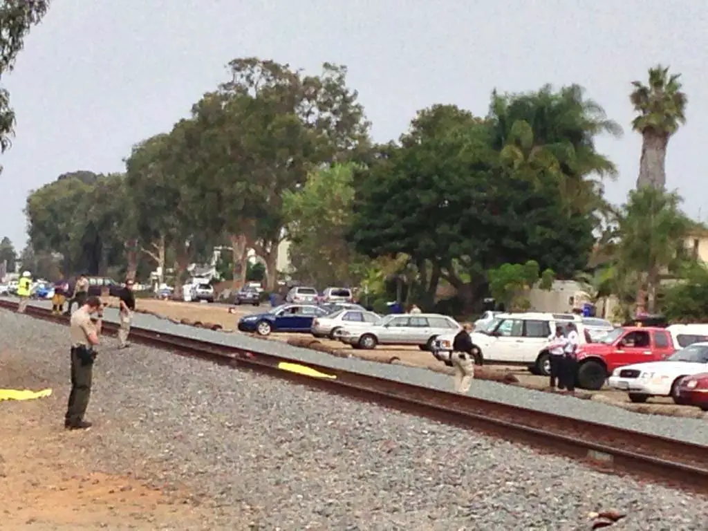 A middle-aged white male is hit and killed by a Coaster passenger train Monday morning near the 1000 block of North Vulcan Avenue in Encinitas. Courtesy photo