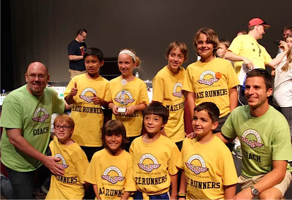 The RSF Maze Runners, a fifth grade RSF Eagles Robotics Team from R. Roger Rowe School win first place at the Escondido Robotics Qualifier, advancing to the First Lego League Southern California Championship. Pictured are: JT Young, Nora Gauvreau, Dylan Powell, Logan Johnson, Tom Powell, Brandon Powell, Jake Malter, David Scuba, Malcolm McDonough, and John Galipault. Courtesy photo