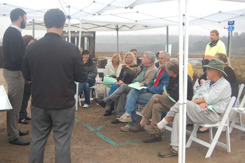 About a dozen residents attended the first workshop to garner input for plans to extend the River Path Del Mar. Photo by Bianca Kaplanek