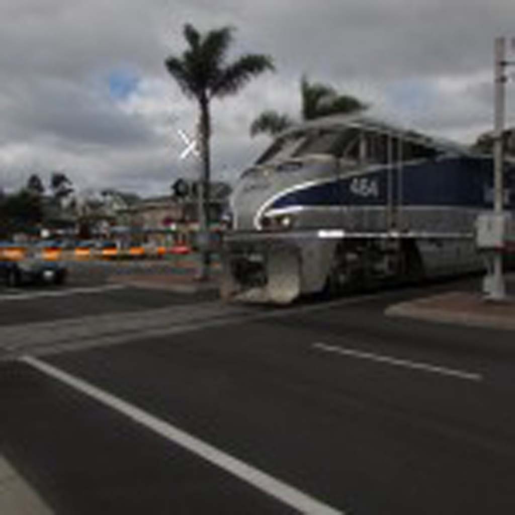 There are three railroad crossings in Carlsbad, one at Tamarack Avenue, Carlsbad Village Drive and Grand Avenue. The city is looking into lowering the tracks to accommodate an increase in train traffic. Photo by Ellen Wright