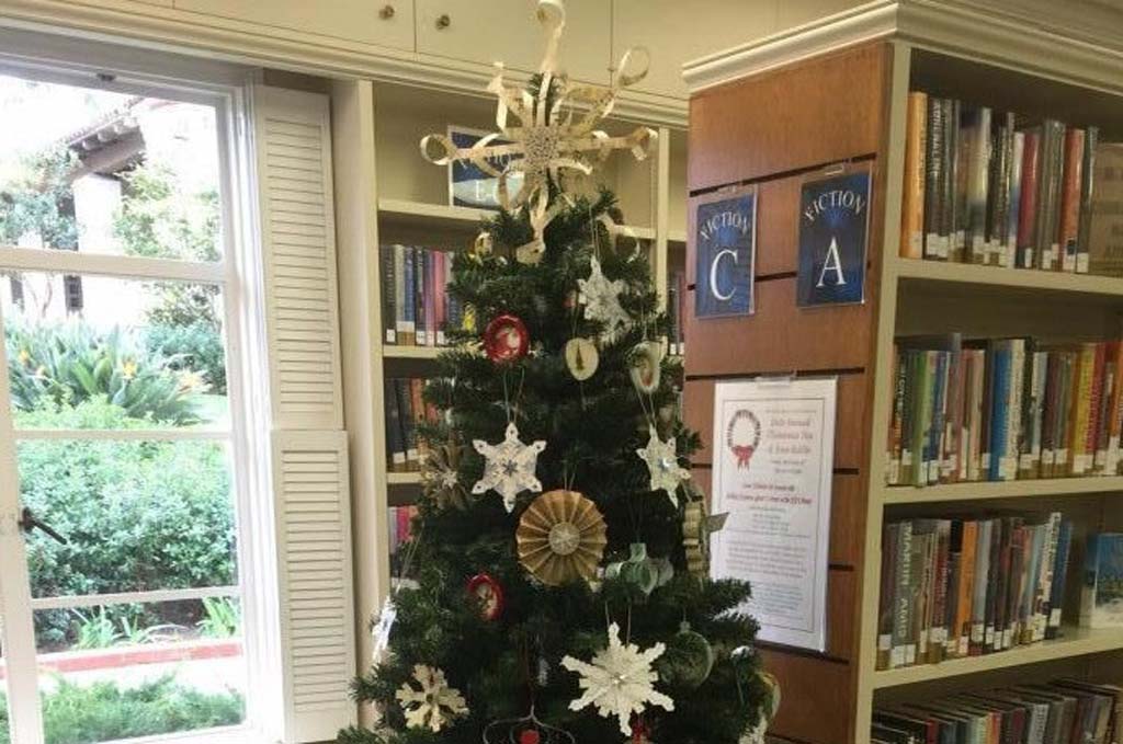 The Rancho Santa Fe Library Christmas tree decorations and ornaments are made by library staff and volunteers, which are available for purchase at the Rancho Santa Fe Library. Courtesy photo