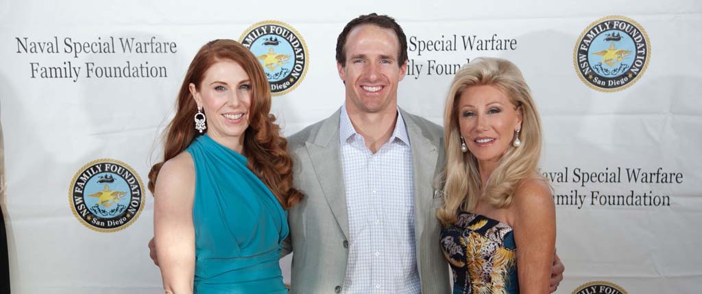 Dominique Plewes, left, Drew Brees and Madeleine Pickens at last year’s gala supporting the SEAL-NSW Family Foundation. Courtesy photo