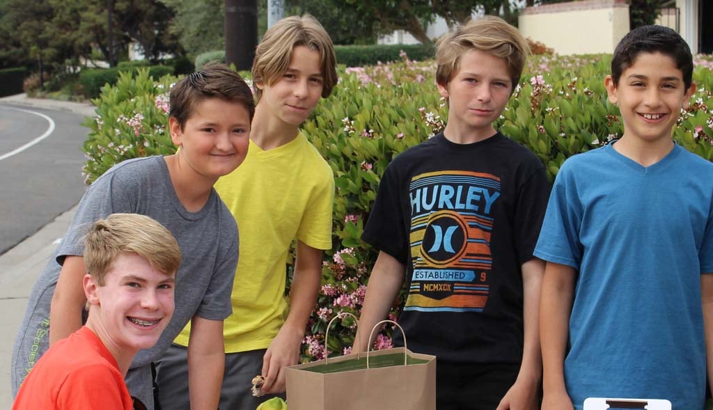 As part of an assignment for their seventh-grade humanities class, Earl Warren Middle School students Max Kornbluth, Zack Borthwick, Mazen Idriss, Nemo Leonelli and Finn Mallery raise $803 for the Leukemia & Lymphoma Society by holding a held a bake sale and three-on-three soccer tournament. Courtesy photo