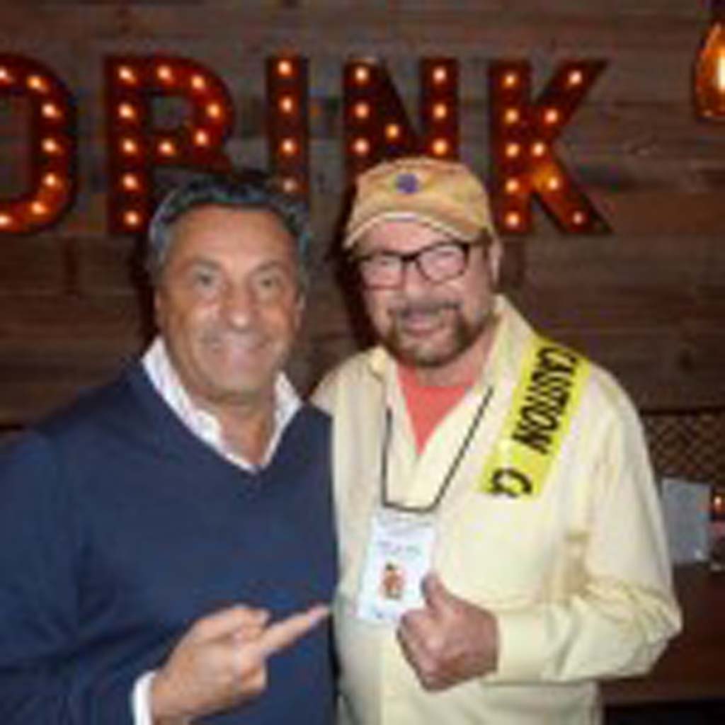 The new Seasalt Del Mar owner Salvatore Ercolano, left, with TASTE OF WINE columnist Frank Mangio as his most favored guest at the well-stocked Italian style wine bar. Photo courtesy Taste of Wine