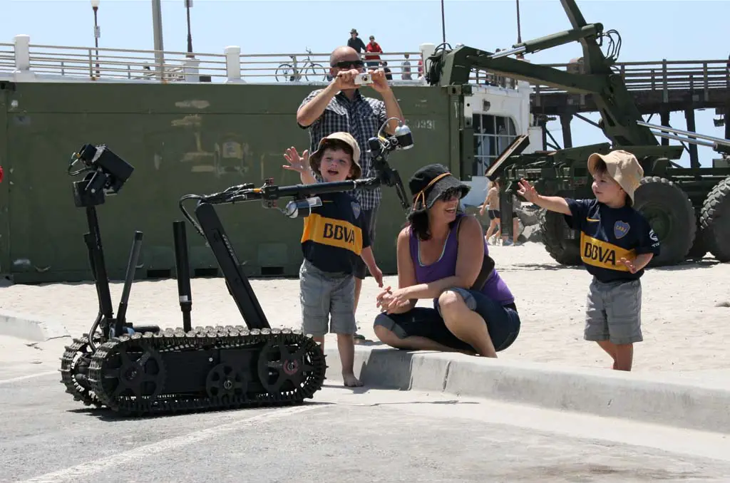 The Marine explosive ordinance team robot is a crowd pleaser at the Operation Appreciation celebration. There is also a display of historical military vehicles, food and carnival rides. Oceanside says thank you to active duty military with a day of fun May 16. File photo by Promise Yee