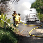 Encinitas fire crews extinguish a cart that caught on fire Wednesday morning at the San Diego Botanic Garden. Courtesy photo