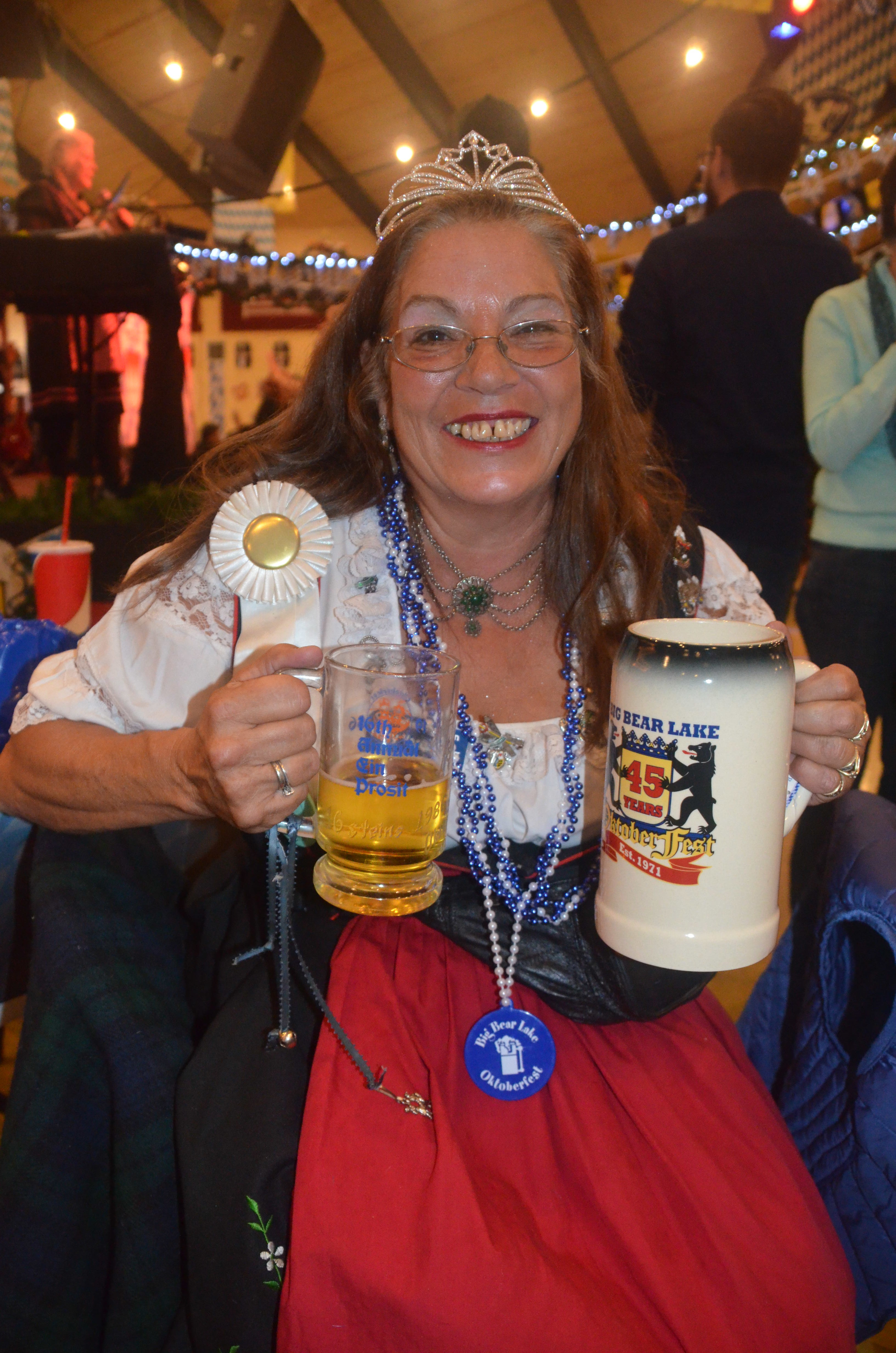 Big Bear resident Terry Vazquez won the title of Oktoberfest Queen in 1986 when she carried 16 beer steins weighing 5 pounds each 30 feet across the convention center floor.