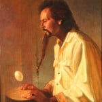 Oil portrait of db Foster, painted by Sean Sullivan in 2001, depicts Foster during his "bohemian hermit artist" years