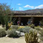 The visitor center at Anza Borrego Desert State Park blends into the landscape. The center has a garden where desert flora always bloom in the spring because the cacti, plants and trees are irrigated. Signs help identify the flora.