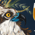 Horus Aged Ales "Osprey's Fresh Catch" IPA features the vivid work of artist Spring Whitaker.