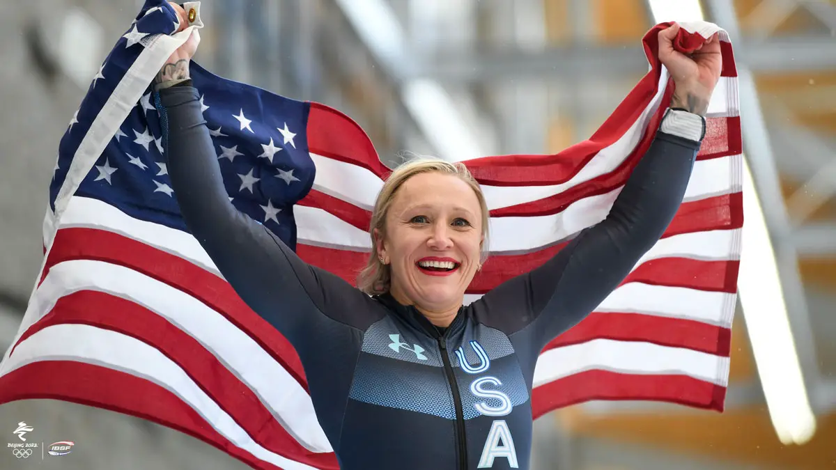 Carlsbad resident Kaillie Humphries wins gold for Team USA in the women's monobob on Monday at the Beijing Winter Olympics.
