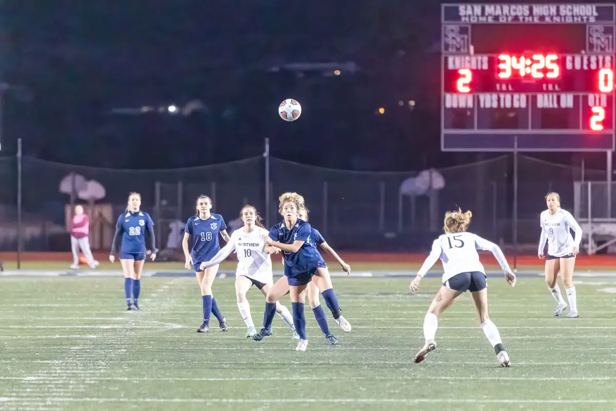 The San Marcos Knights girls soccer team will play against Point Loma tonight in the Palomar Conference Open Division championship game. Photo by Christine Franey