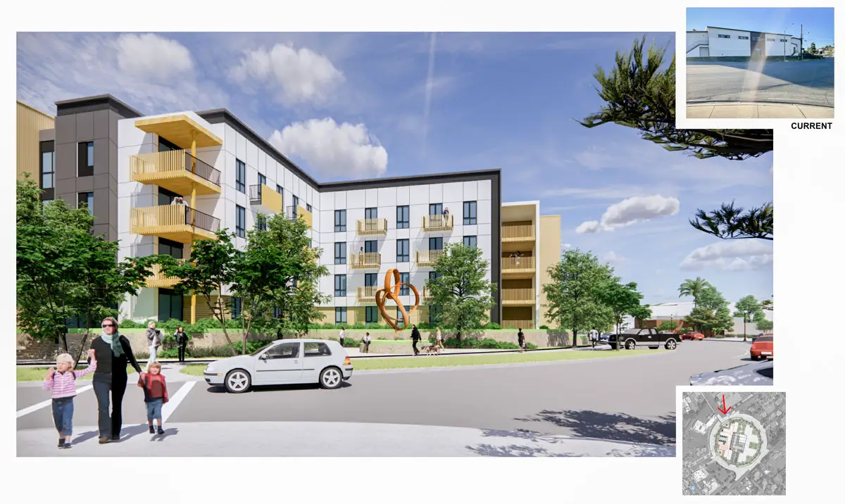 Rendering of Park Avenue Apartments, which would replace a nearly century-old church in downtown Vista.
