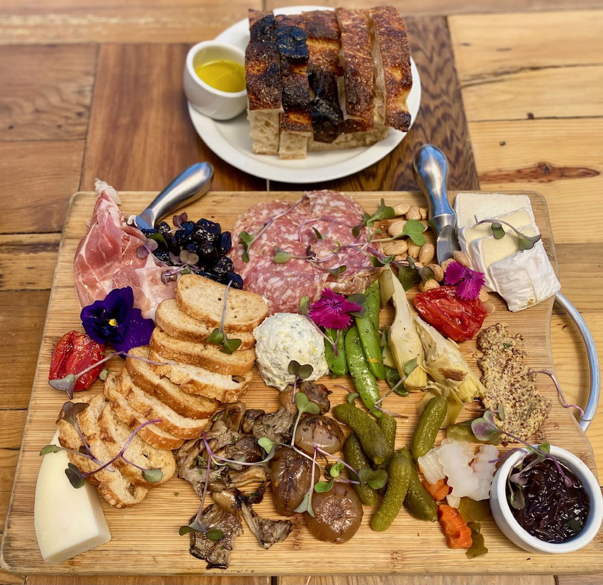 Niner Wine Estates' charcuterie board with meats, cheeses, jam and heavenly focaccia bread. Photo by Rico Cassoni