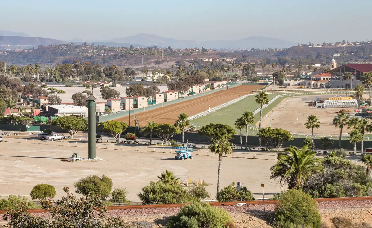 The current target for a housing project at the Fairgrounds lies within a 10-acre site used for parking on the corner of Via de la Valle and Jimmy Durante Boulevard. Coast News file photo