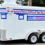 A photo of Andrea Edington's white trailer that was stolen last month off Melba Road in Encinitas. The thieves emptied the trailer filled with valuable jewelry. Photo by Andrea Edington