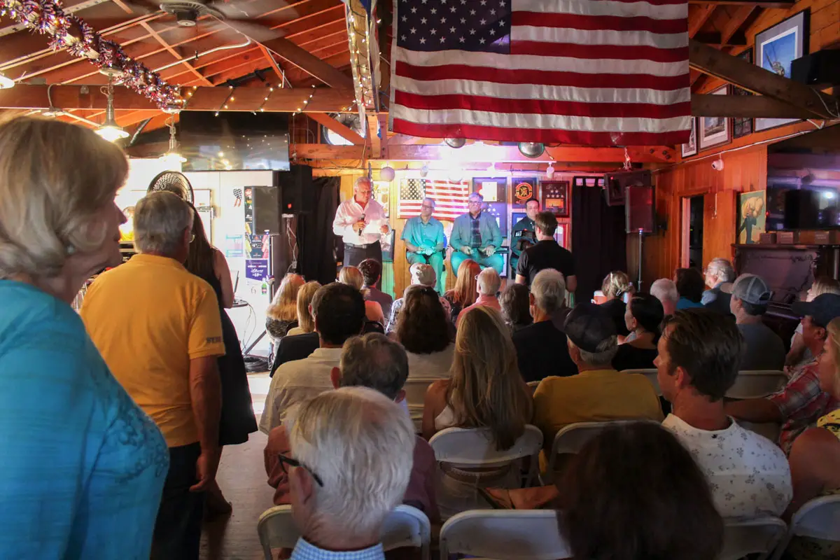 More than 120 people attended Thursday's debate between several mayoral candidates at the American Legion Post 416 in Encinitas. Photo by Jacqueline Covey 