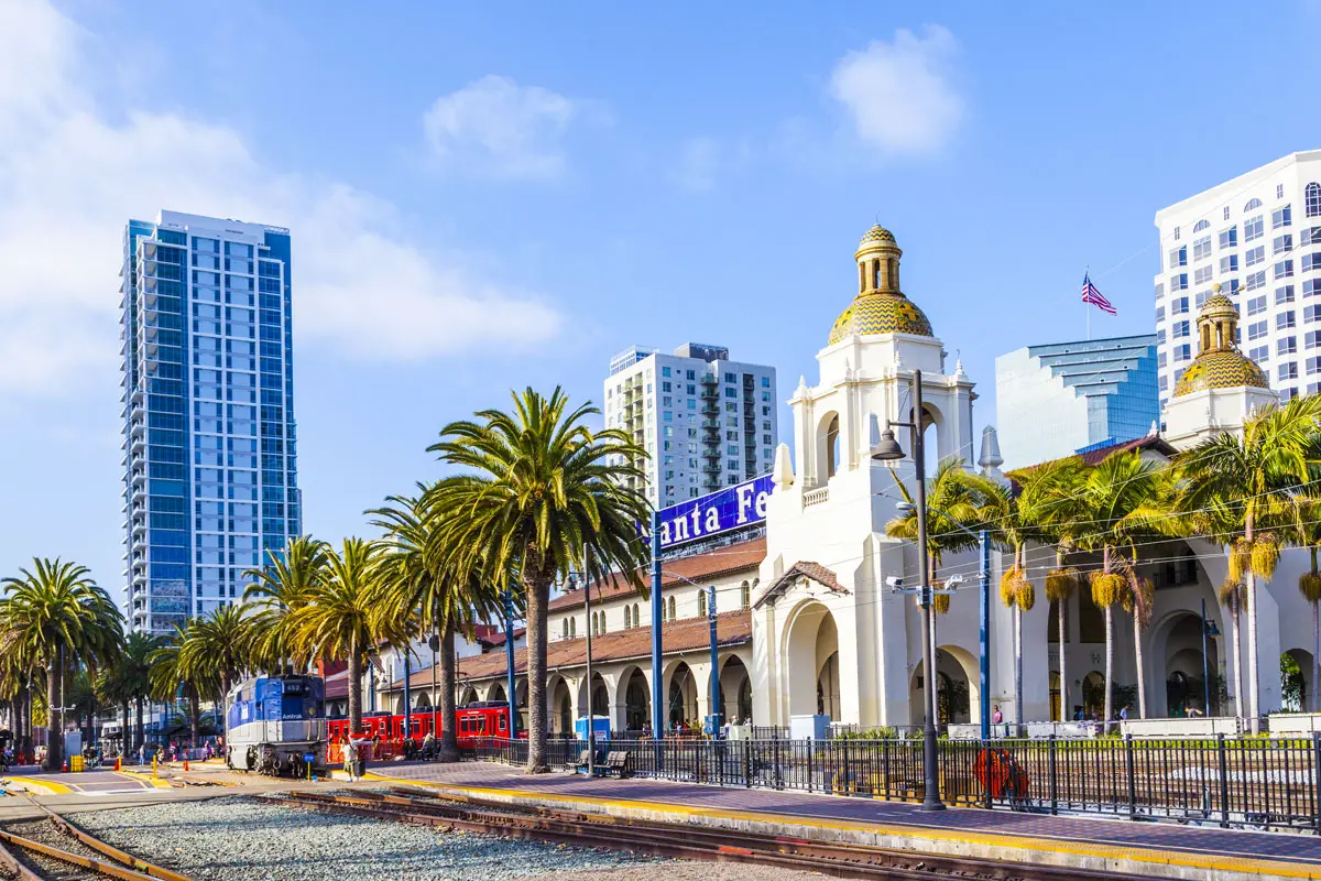 The Santa Fe Depot in downtown San Diego is being considered as a possible location for SANDAG's Central Mobility Hub. Photo by Travelview