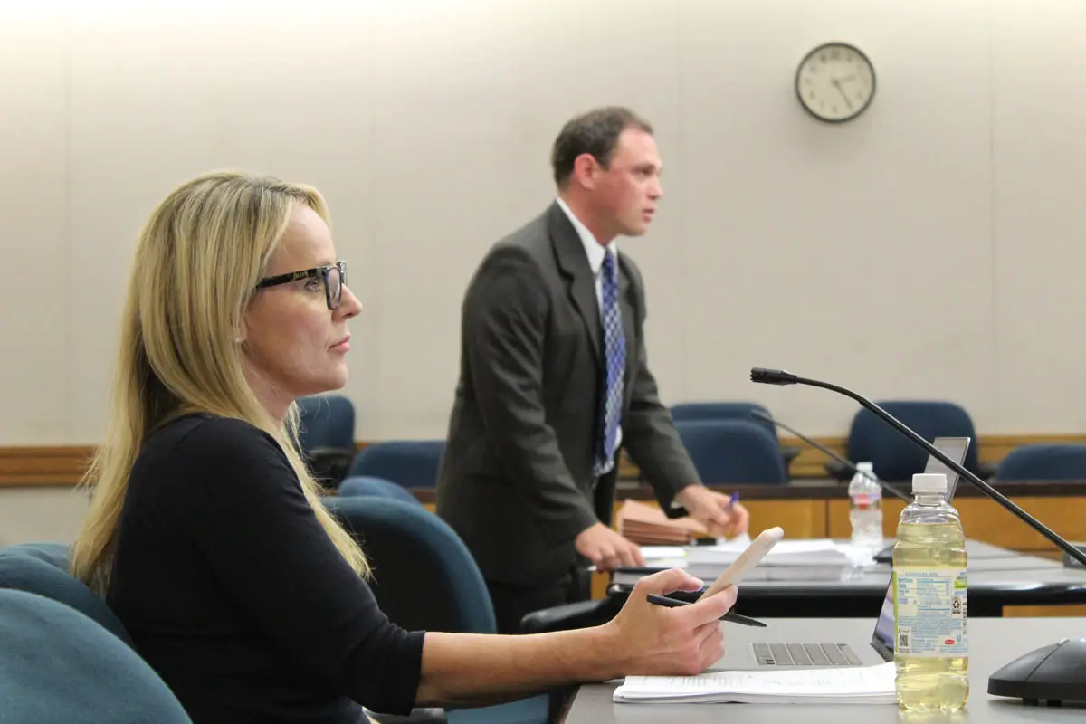 Single mother Natalie attends a hearing on June 14 in Superior Court. Natalie, a parent of a child with disabilities, is the subject of two restraining orders filed by the Del Mar Union School District. Photo by Laura Place