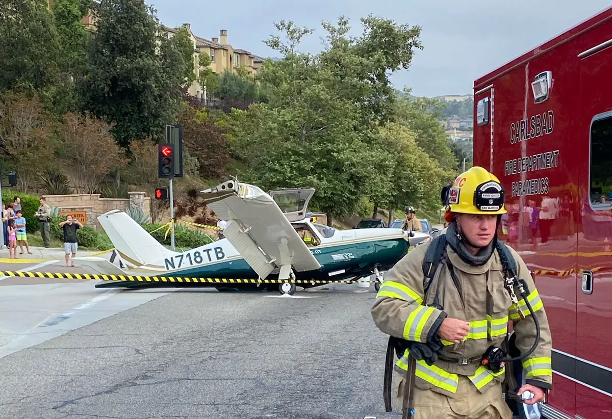 Cessna landing: All the passengers in the plane survived with minor injuries. Photo via Twitter/San Marcos Fire