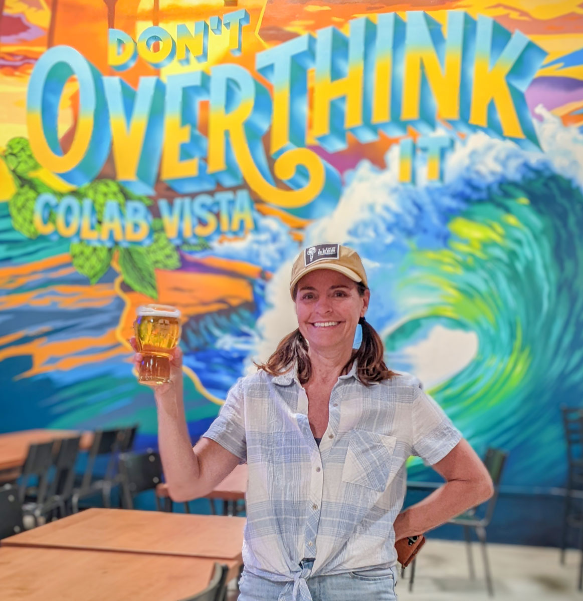Julie Spanier enjoying the experience at Vista's CoLab Public House experience. Photo by Jeff Spanier