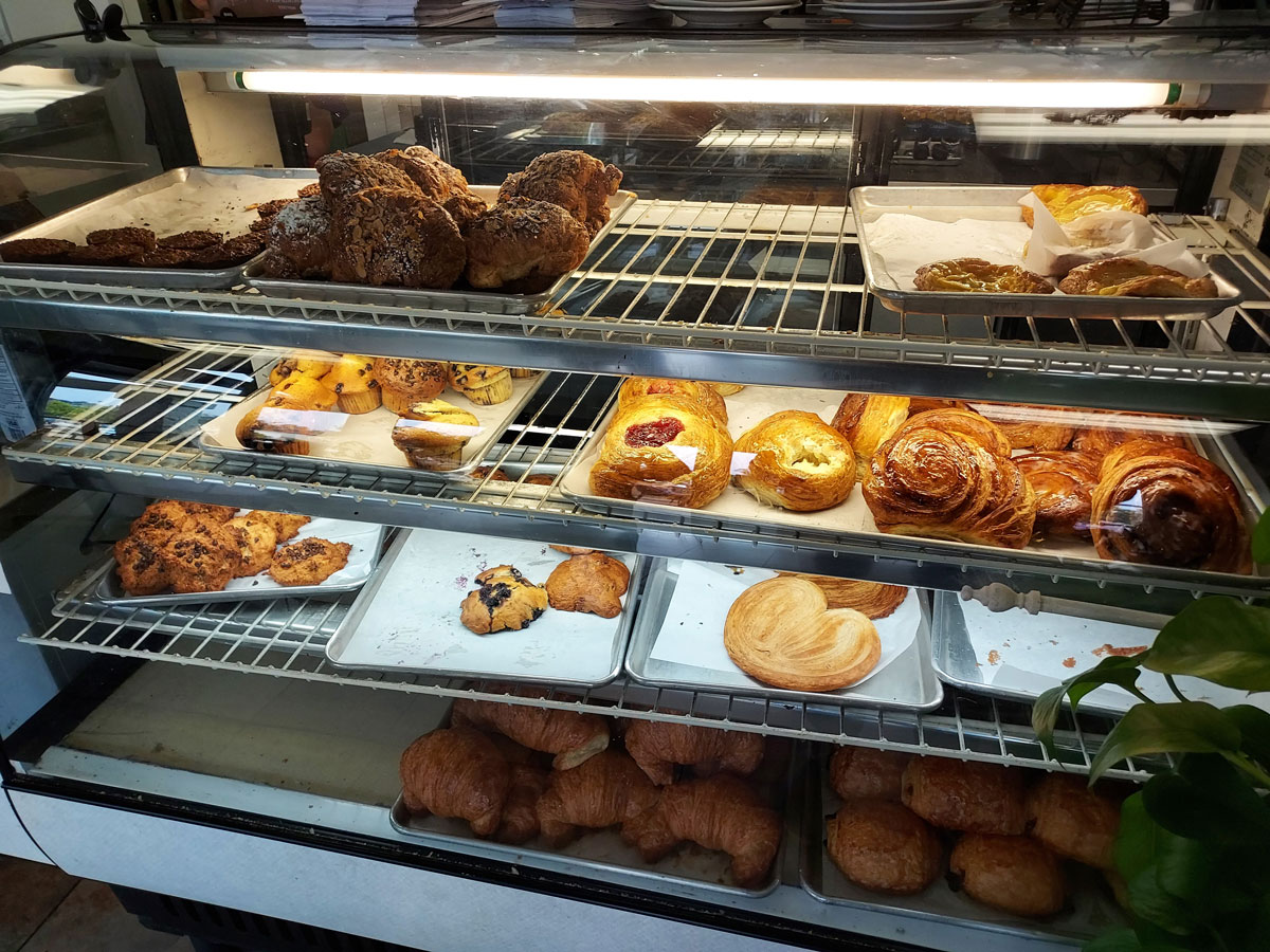 The front case is loaded with pastries at Isabelle Briens French Pastry Cafe in Encinitas. Photo by Ryan Woldt