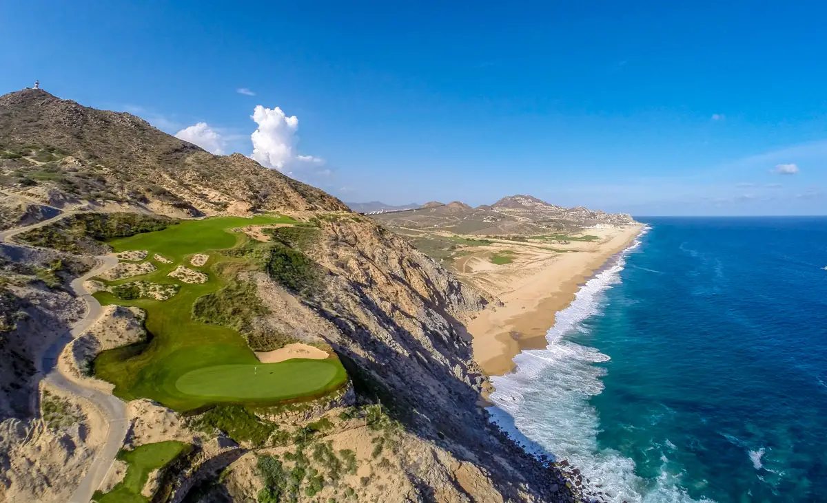 An aerial view of Jack Quivira Golf Club in Los Cabos. The course, designed by legendary golfer Jack Nicklaus, is located at the tip of the Baja Peninsula. Photo courtesy of Kerry Maveus