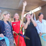 Members of the Encinitas City Council, including Councilman Tony Kranz, Councilwoman Joy Lyndes, Mayor Catherine Blakespear, Councilwoman Kellie Shay Hinze, along with Assemblywoman Tasha Boerner Horvath celebrate after cutting the ribbon at the El Portal underpass. Photo by Jacqueline Covey