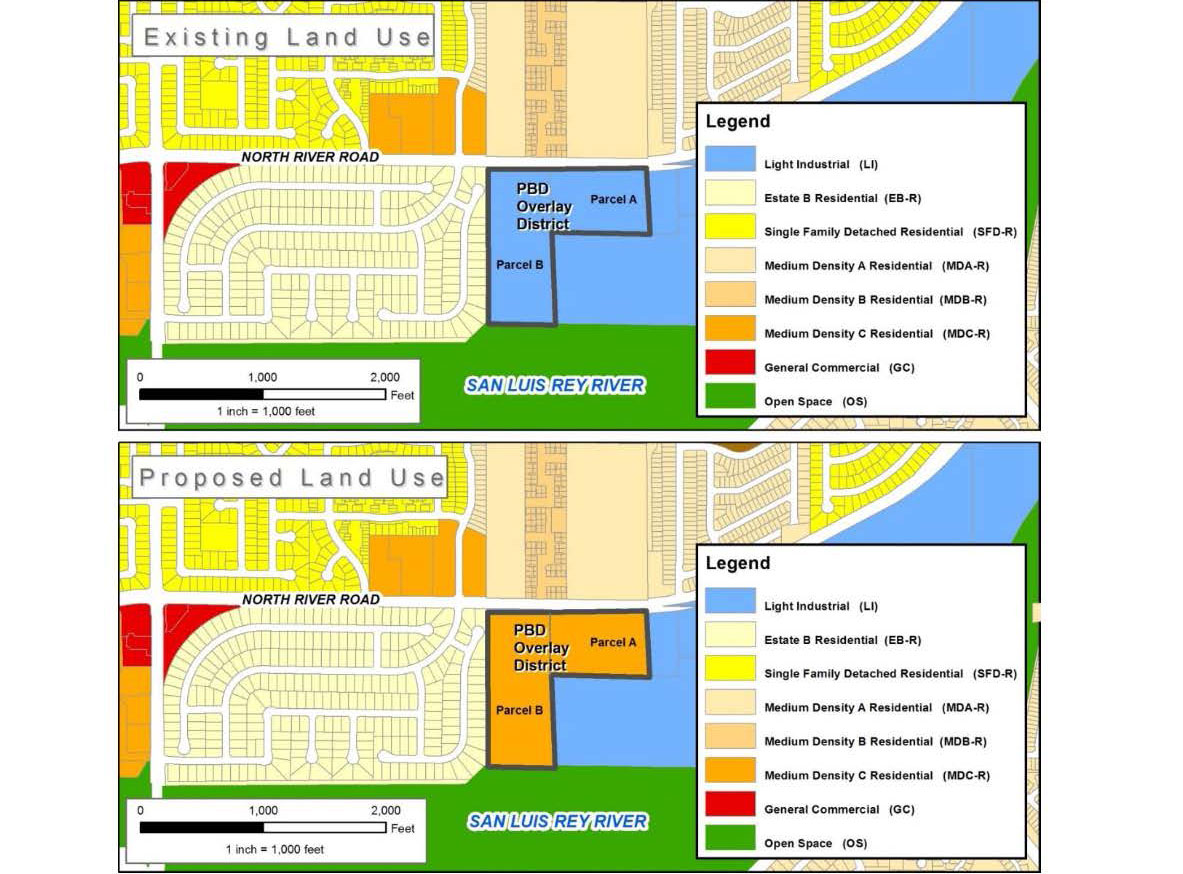 North River Road: Land use change exhibit. Source: City of Oceanside 